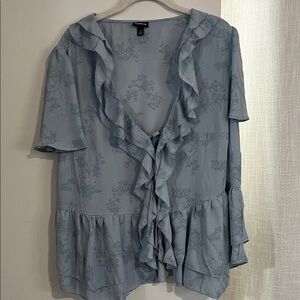 Torrid Light Blue Floral Ruffle Blouse
